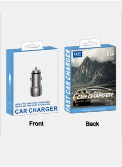 Generic 30W Fast Car Charger / Super Mini / All Metal / PD & QC 3.0 / Dark Grey / With Type-C Cable Free  - Image 3