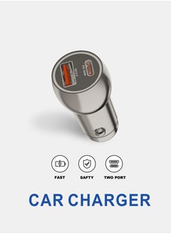 Generic 30W Fast Car Charger / Super Mini / All Metal / PD & QC 3.0 / Dark Grey / With Type-C Cable Free  - Image 2