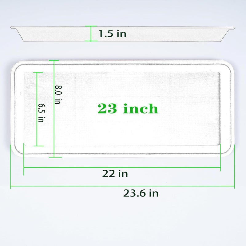 VUWEZ 2 Pack Plastic Plant Tray Saucer - Rectangular 24 inch, Indoors/Outdoors, Drip Tray for Flower Pot, Windowsill (8 X 24'', Cream White) - Image 2