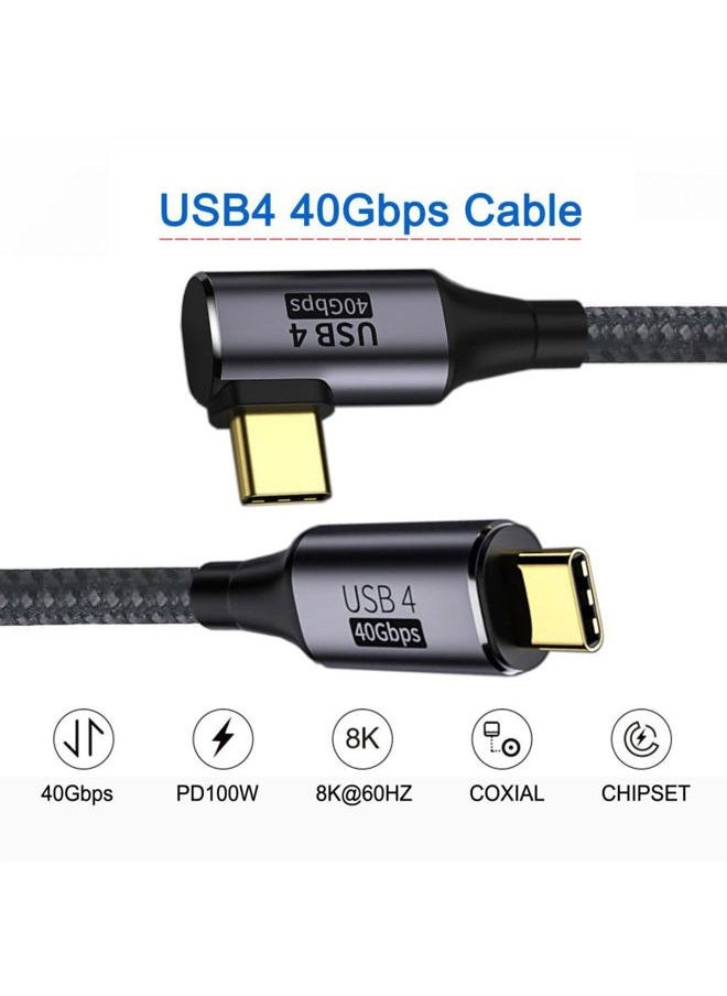 Chenyang CY 90 Degree Angled USB-C to Type-C USB4 Cable 40Gbps with 100W Charging UHD 8K 5K 4K@60Hz USB4.0 Compatible with Thunderbolt3/4 0.3M  - Image 2