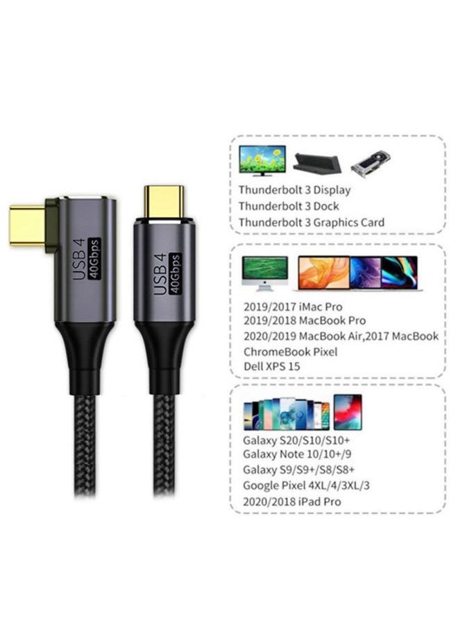 Chenyang CY 90 Degree Angled USB-C to Type-C USB4 Cable 40Gbps with 100W Charging UHD 8K 5K 4K@60Hz USB4.0 Compatible with Thunderbolt3/4 0.3M  - Image 4
