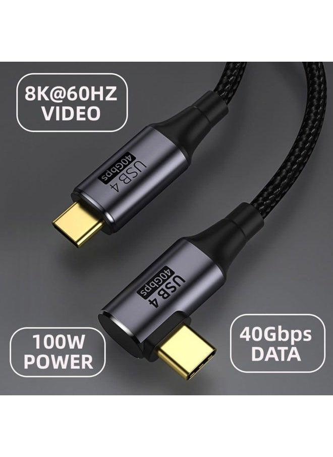 Chenyang CY 90 Degree Angled USB-C to Type-C USB4 Cable 40Gbps with 100W Charging UHD 8K 5K 4K@60Hz USB4.0 Compatible with Thunderbolt3/4 0.3M  - Image 3