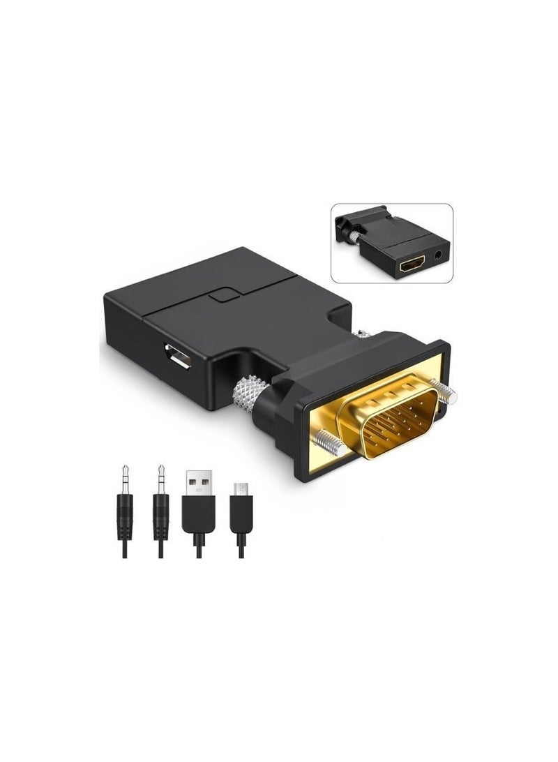 VGA to HDMI Adapter Converter with Audio 1080P – Active VGA Male to HDMI Female Video Converter for Laptop, PC, Projector, Monitor