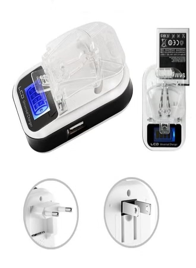 Universal Travel Plug Adapter + EU Universal Battery Charger Set, Multi Plug Converter AU/UK/EU/US to US, LCD Li-ion Battery Charger for Mobile Phones Camera PDA - Image 3