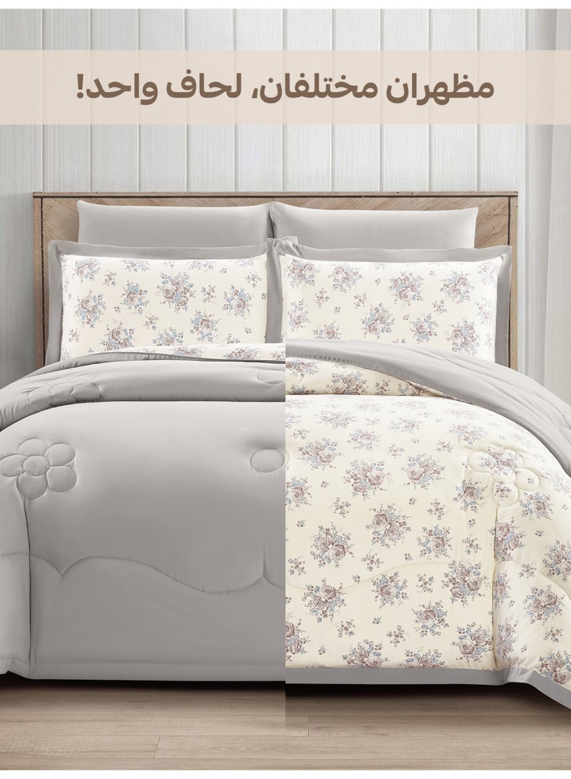 Doona Bedding Comforter Set, Fits 140x200 cm Single Size Bed – 4 Pcs Reversible Printed Design – 350 GSM All-Season Comforter – Premium Brushed Microfiber - Image 5