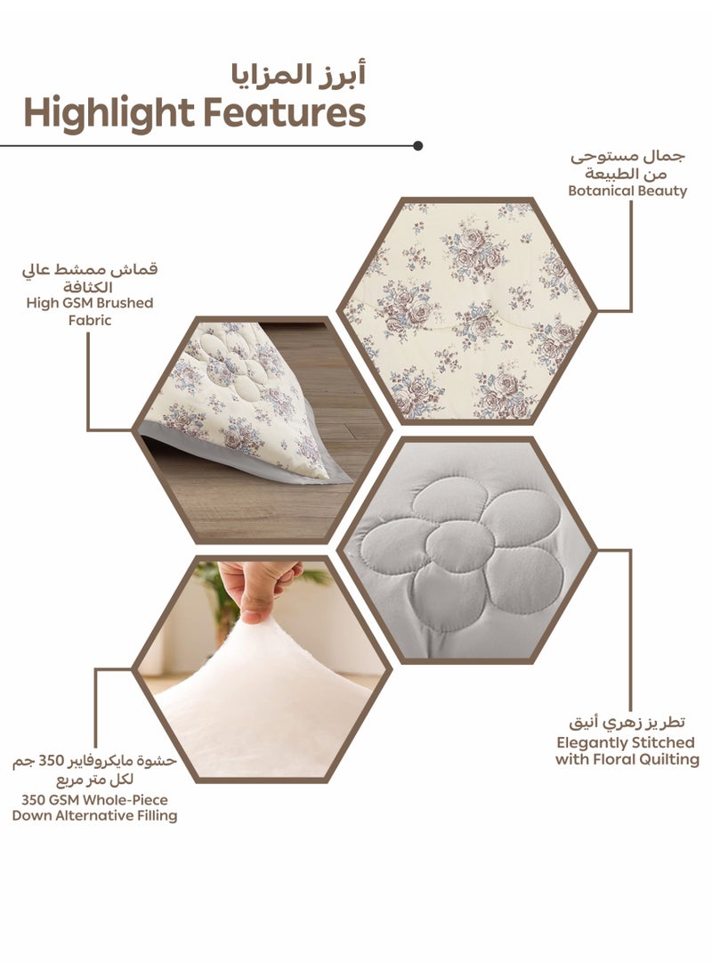 Doona Bedding Comforter Set, Fits 140x200 cm Single Size Bed – 4 Pcs Reversible Printed Design – 350 GSM All-Season Comforter – Premium Brushed Microfiber - Image 4