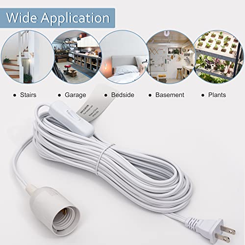 JACKYLED Extension Hanging Lantern Cord Cable 2-Pack 20ft UL 360W with E26 E27 Socket On/Off Button Pendant Lighting - Image 4