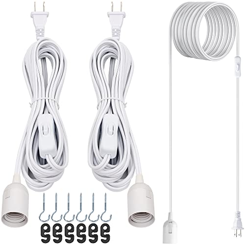 JACKYLED Extension Hanging Lantern Cord Cable 2-Pack 20ft UL 360W with E26 E27 Socket On/Off Button Pendant Lighting - Image 1