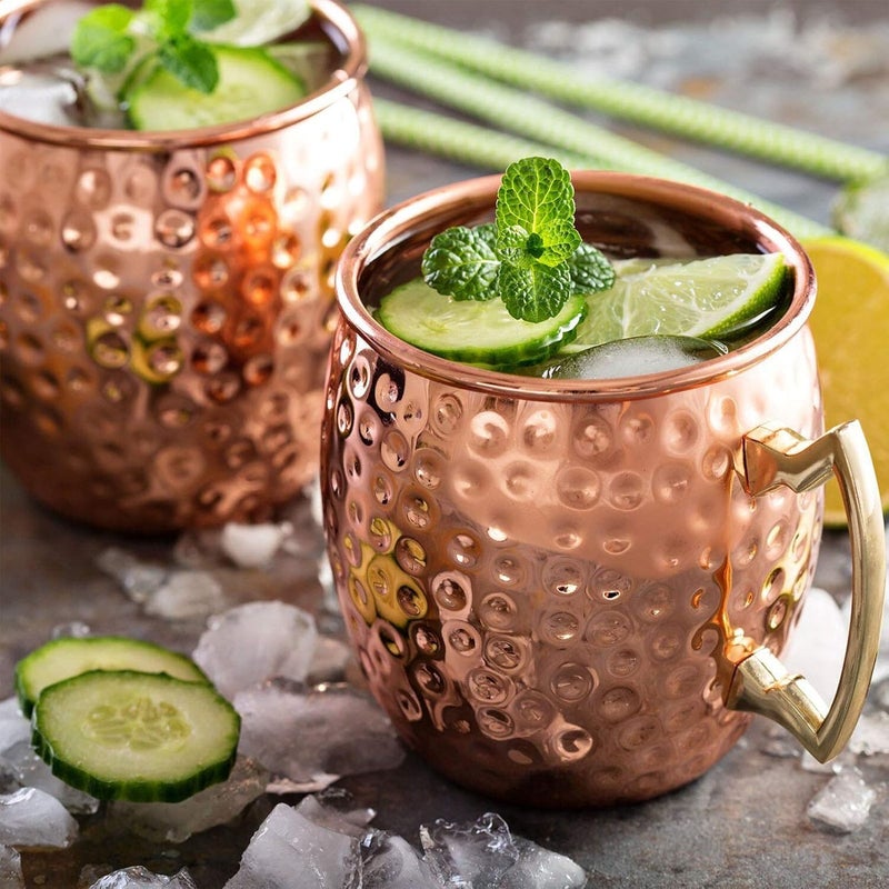LIVEHITOP Moscow Mule Copper Mugs Set of 2, Copper Cups 19.5 Oz Cocktail Kit with Straw Coaster for Wine, Beer, Cold Drink, Bar, Party, Gifts - Image 5