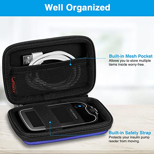 MEDMAX Hard Shell Protective Case for Freestyle Libre 3 2 / Libre Reader, Lightweight Shockproof Diabetic Storage Carrying Case with Clip and Handle (Blue) - Image 3