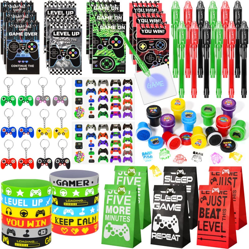 Winrayk Video Game Party Favors Gamer Birthday Supplies Kids Invisible Ink Pen Notebook Gift Bag Stamper Bracelet Keychain Sticker Pinata Goody Stuffer Teen Girl Boy Game On Gaming Party Favors Decor - Image 2