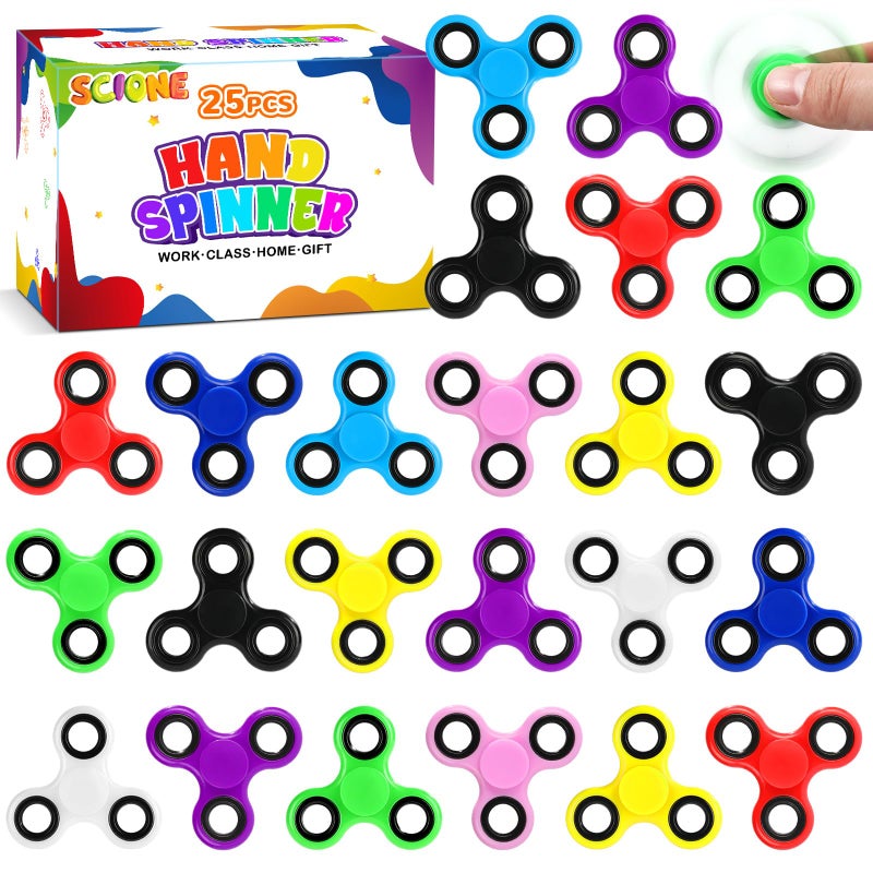 SCIONE 25 Pcs Fidget Spinners Bulk Mini Fidget Toys for Kids 208 Hand Spinner Sensory Toy Pack for Birthday Party Favors Classroom Rewards Goodie Bag Stuffers Prizes - Image 3