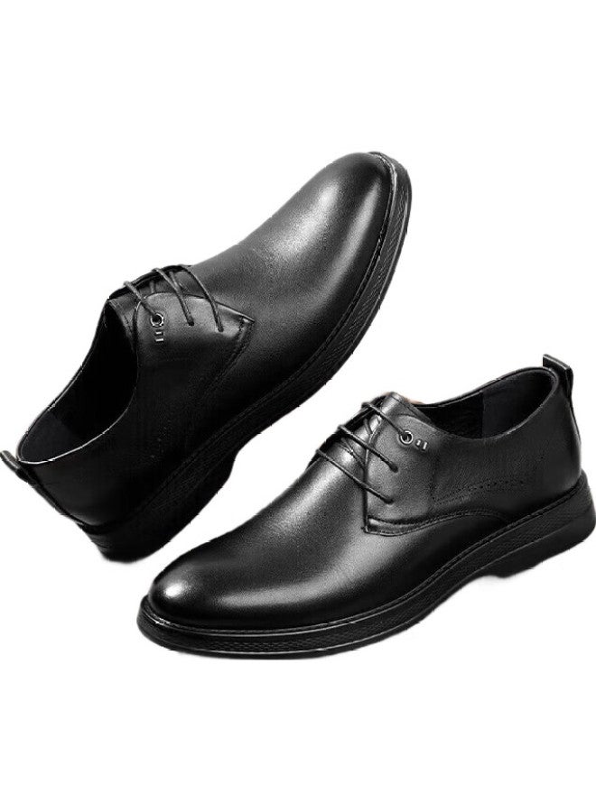 RED DRAGONFLY Hongqingting Men'S Cowhide Business Casual Leather Shoes, Durable Low-Top Lace-Up Men'S Loafers, Wta32555 Black, Size 41 - Image 3