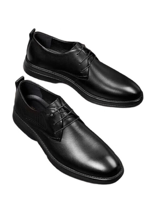 RED DRAGONFLY Hongqingting Men'S Cowhide Business Casual Leather Shoes, Durable Low-Top Lace-Up Men'S Loafers, Wta32555 Black, Size 41 - Image 1