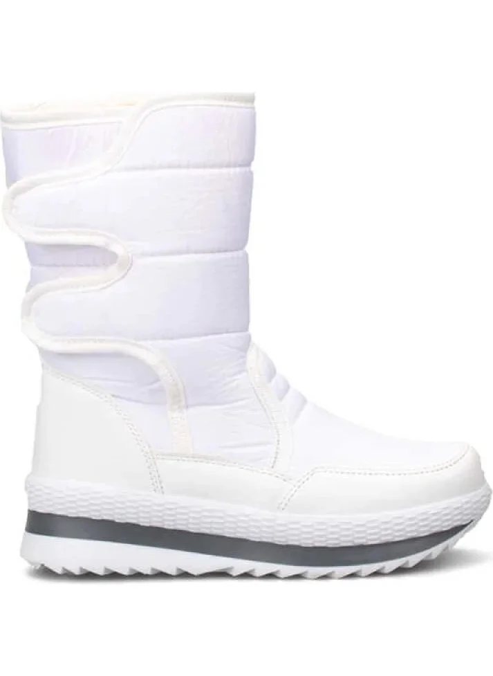 توين جو 815 White Velcro Girls Snow Boots