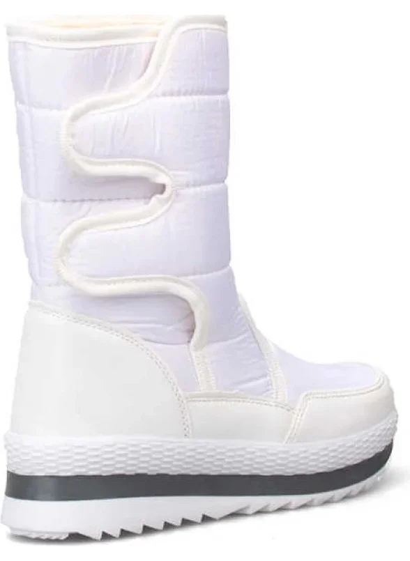 توين جو 815 White Velcro Girls Snow Boots