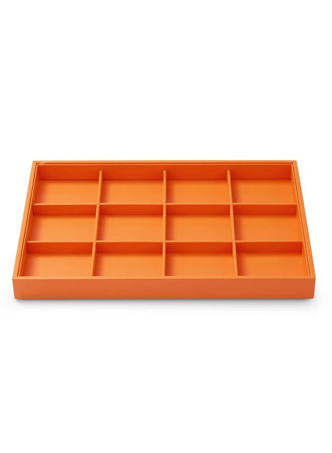 Oirlv Luxury Leather Jewelry Tray Orange Stackable Jewelry Drawer Organizer Trays Bracelets Bangles Watches Storage - Image 1