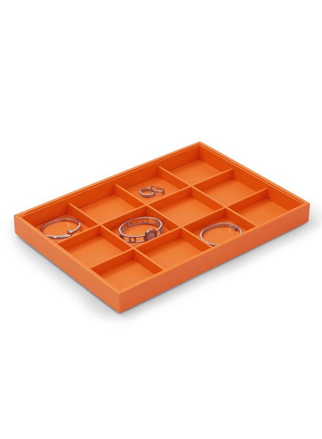 Oirlv Luxury Leather Jewelry Tray Orange Stackable Jewelry Drawer Organizer Trays Bracelets Bangles Watches Storage - Image 5