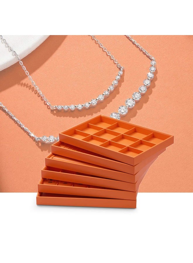 Oirlv Luxury Leather Jewelry Tray Orange Stackable Jewelry Drawer Organizer Trays Bracelets Bangles Watches Storage - Image 2