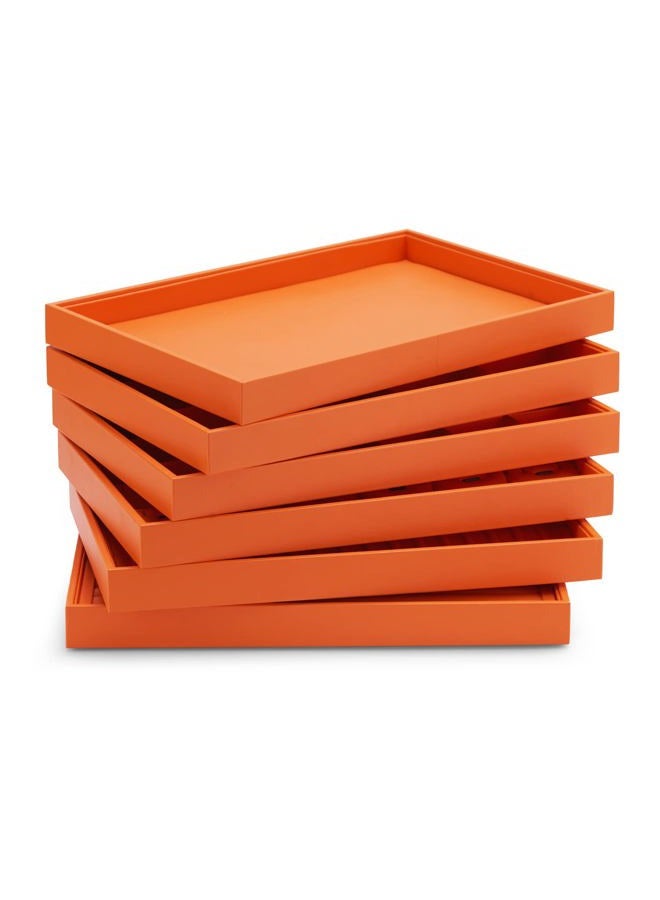Oirlv Luxury Leather Jewelry Tray Orange Stackable Jewelry Drawer Organizer Trays Bracelets Bangles Watches Storage - Image 3