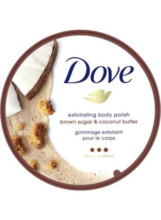Dove Scrub Brown Sugar Coconut Butter For Silky Smooth Skin Body Scrub Exfoliates Restores Skin's Natural Nutrients 298G - Image 2