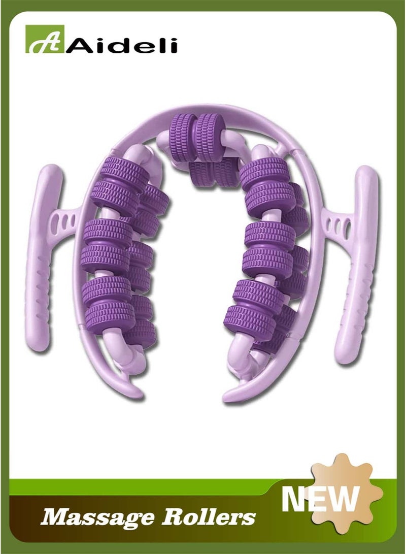 Aideli Waist and Leg Slimming Roller, Lymphatic Drainage Massager, 360° Anti Cellulite Massage Tool with 28 Wheels, Manual Massager for Thighs, Calves & Arms, Gift for Women (Purple) - Image 1