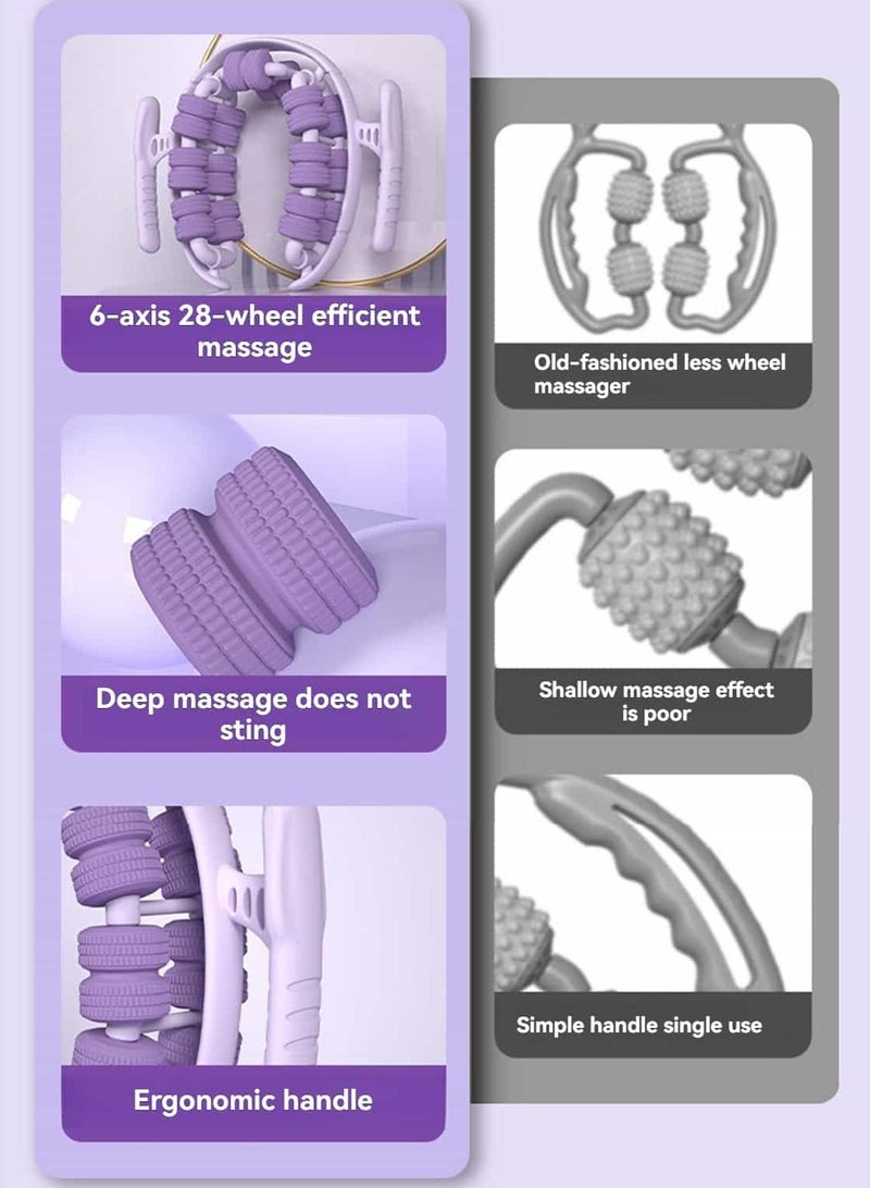 Aideli Waist and Leg Slimming Roller, Lymphatic Drainage Massager, 360° Anti Cellulite Massage Tool with 28 Wheels, Manual Massager for Thighs, Calves & Arms, Gift for Women (Purple) - Image 3