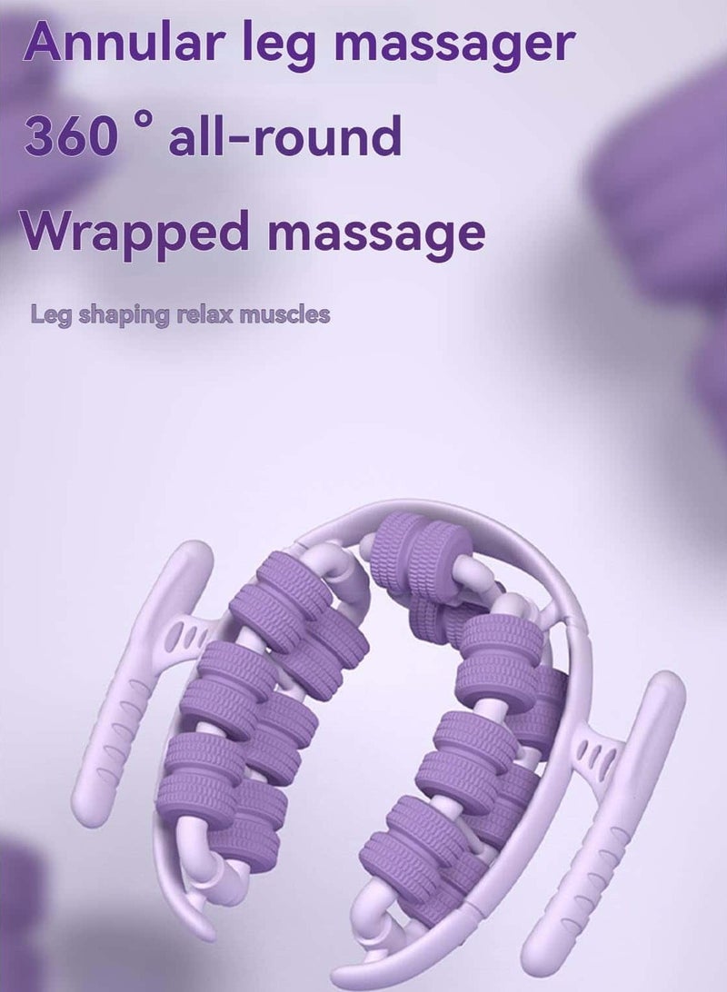 Aideli Waist and Leg Slimming Roller, Lymphatic Drainage Massager, 360° Anti Cellulite Massage Tool with 28 Wheels, Manual Massager for Thighs, Calves & Arms, Gift for Women (Purple) - Image 2