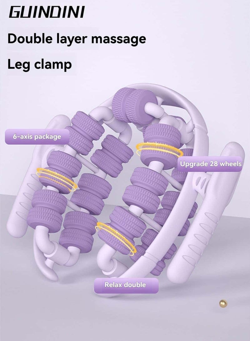 Aideli Waist and Leg Slimming Roller, Lymphatic Drainage Massager, 360° Anti Cellulite Massage Tool with 28 Wheels, Manual Massager for Thighs, Calves & Arms, Gift for Women (Purple) - Image 5