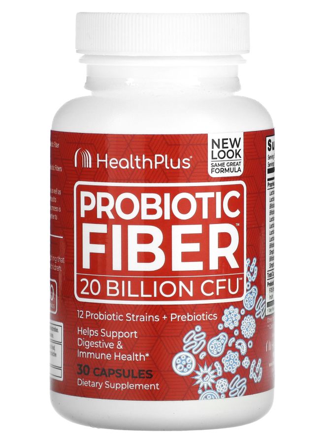 Health Plus Probiotic Fiber 20 Billion CFU 30 Capsules - Image 1