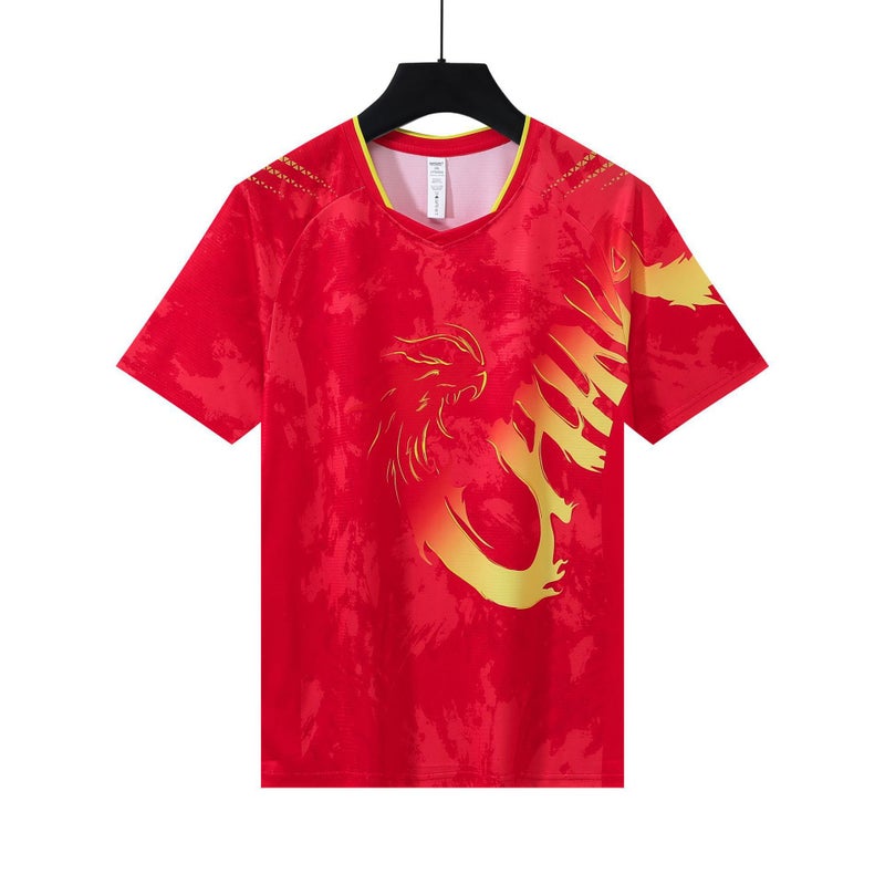 Generic Badminton Pants Autumn and Winter Quick-Drying Short Badminton Sportswear Cultural Shirt Suit Sweat-Absorbent Badminton Suit with Printing 27 red