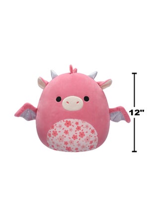 12 inch Medium Plush Aegi Pink Dragon with Sakura Flower Belly Officially Licensed Kellytoy Plush Toy Colorful Soft Gift for Kids Girls & Boys Washable Squishy Stuff Toy Multicolor All Age - view 5