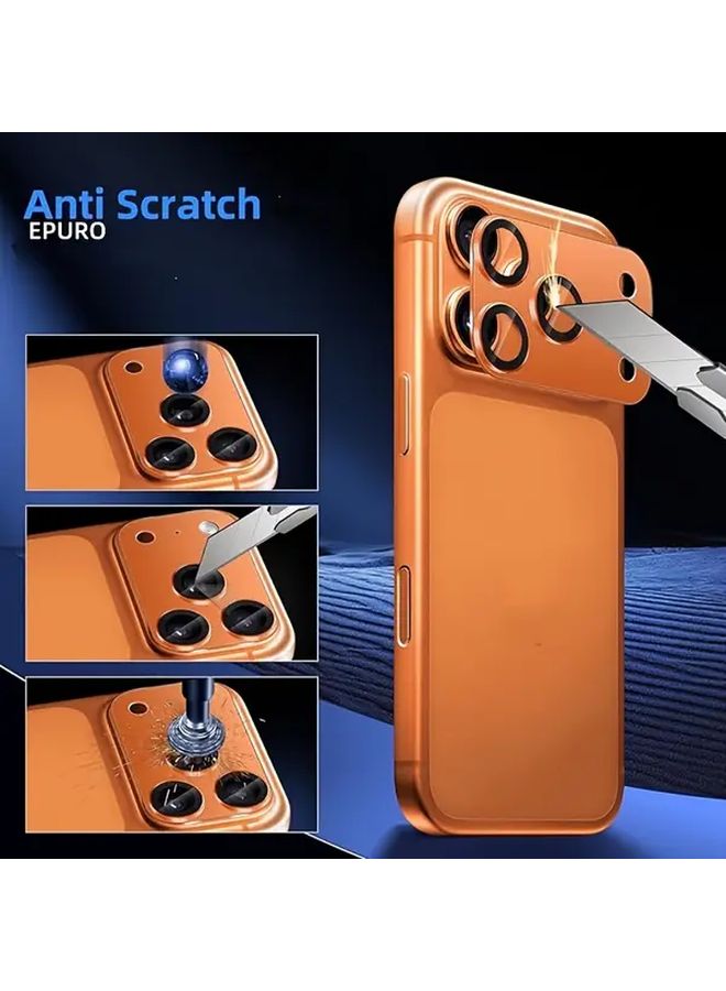 2Pcs Orange Camera Lens Protector For iPhone 17 Pro Max Metal Ring Tempered Glass Anti Scratch - Image 4