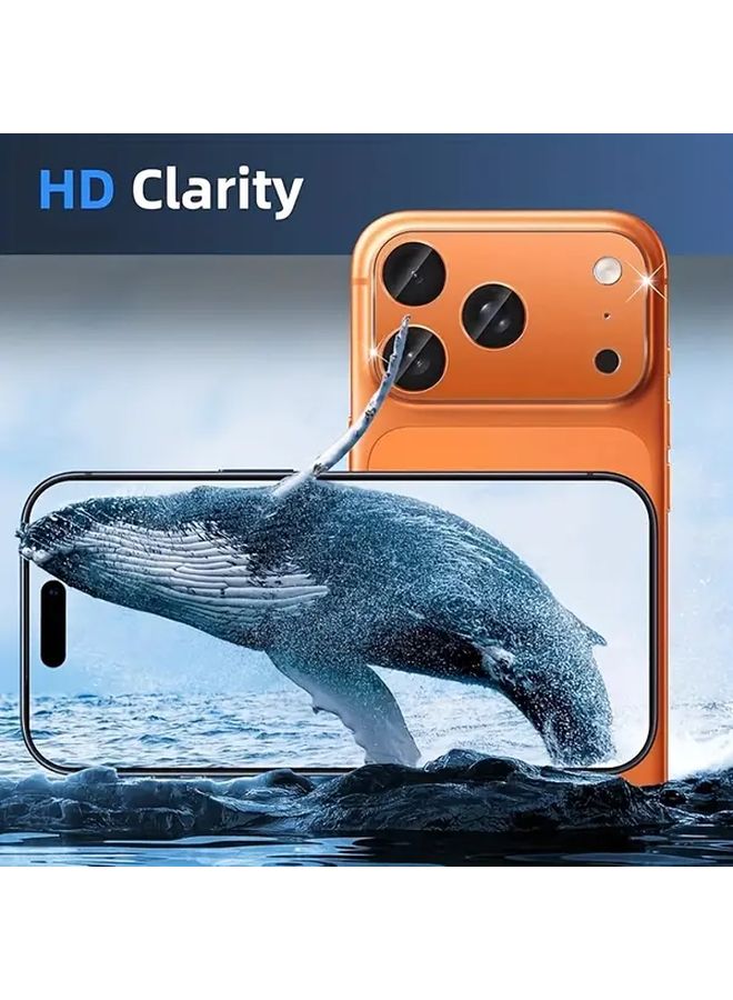 2Pcs Orange Camera Lens Protector For iPhone 17 Pro Max Metal Ring Tempered Glass Anti Scratch - Image 5