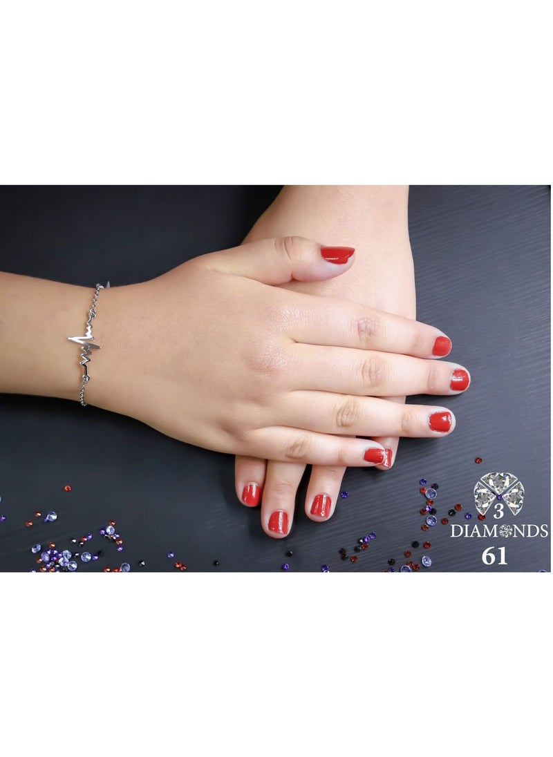 3Diamonds - Platinum-Plated Pulse Bracelet - Stylish Accessory for All Sizes. - Image 1