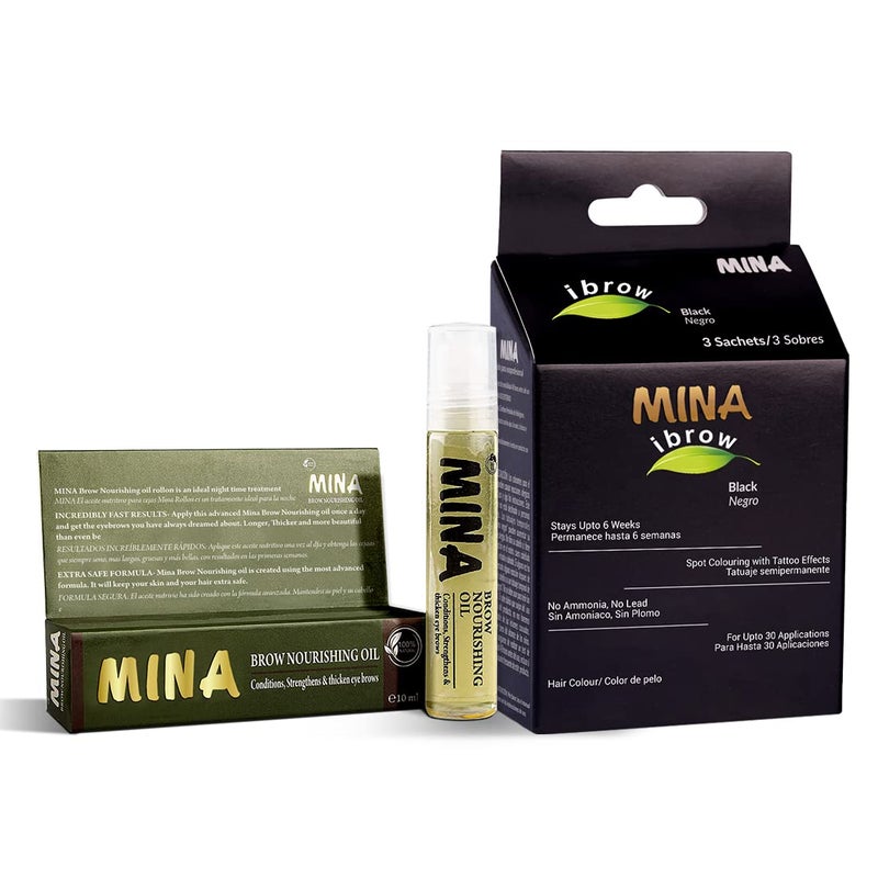 MINA ibrow Henna Professional Tint Kit with Nourishing Oil Black