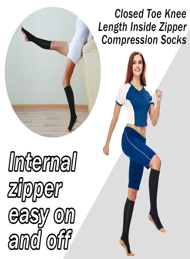 Tarpop 4 Pair Zipper Compression Socks Closed Toe 20-30 Mmhg Calf Knee High Compression Stocking for Men Women Swelling Edema (Large / X-Large,Yin-yang Pattern) - Image 4