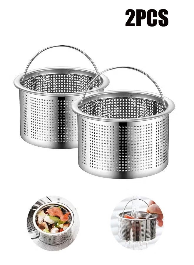 واي جيه 2 قطع مصفاة حوض المطبخ، مصفاة صرف مقاومة للانسداد من الفولاذ المقاوم للصدأ 304 - Image 1