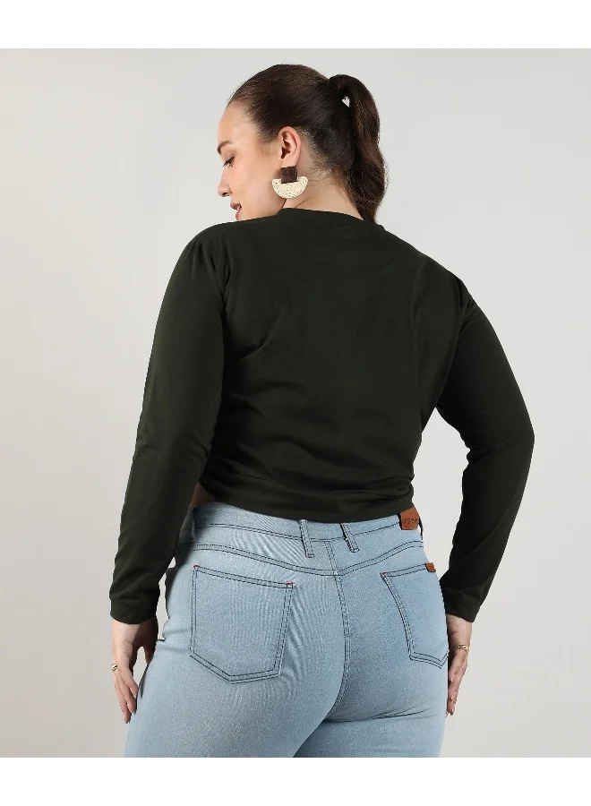 انستافاب بلس قميص نسائي أخضر غابي لا شيء من أعمالك