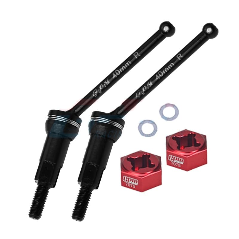 Generic Palumma Rear Drive Shaft for ARRMA 1/14 Mojave GROM Medium Carbon Alloy Steel, 7075 Wheel Hex for ARRMA 1/14 Mojave GROM MEGA 380, Upgrade Accessories, Black +Red  - Image 1