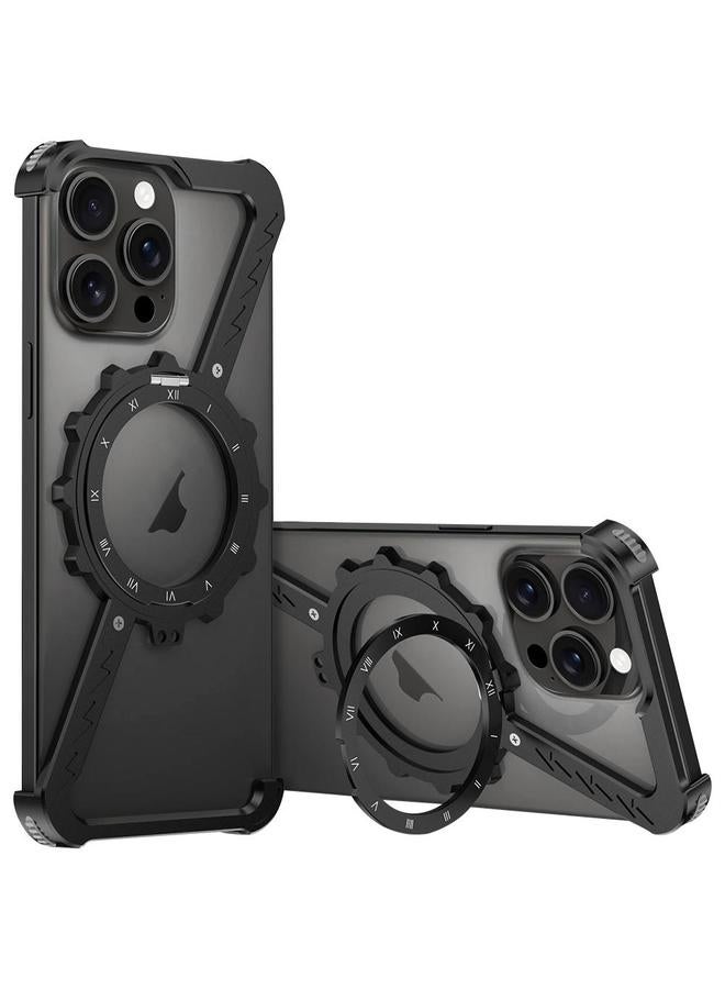 erorex Case For iPhone 14 Pro Max Z-shaped Frameless Metal 360 Holder MagSafe Phone Case - Image 1