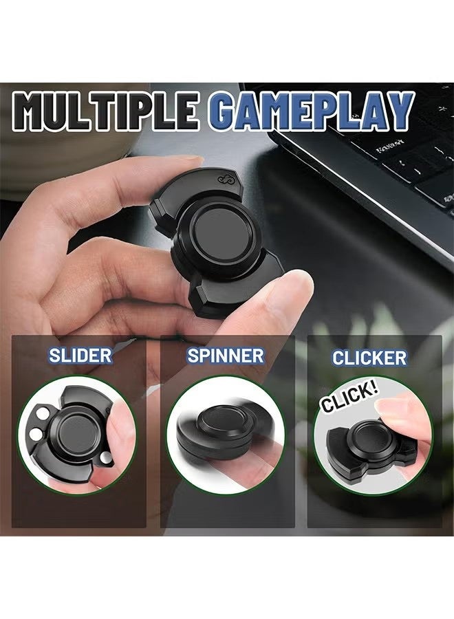 YJ Fidget Spinner Toy for Adult, 3 in 1: Slider Clicker Spinner, Metal Magnetic Figette for Autism Autistic Quiet Desk Office Stress Anxiety Relief Items Classroom Cool Gadget Gift for Teen Boys Kid - Image 2