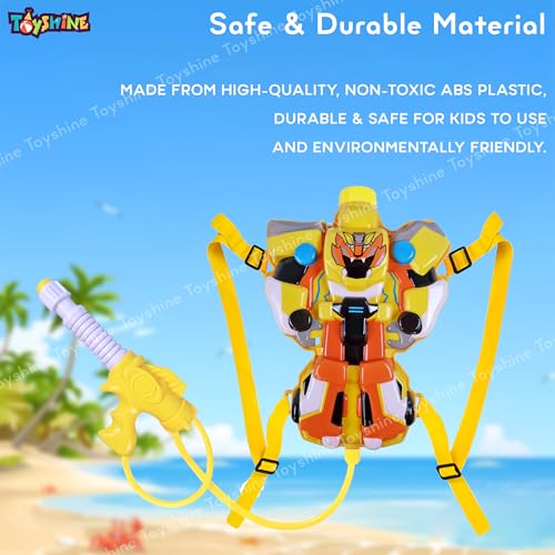 Toyshine 1700ML Tank Capacity 7-8M Range Holi Water Toy Gun With Pressure Mechanism for Long Throw, Back Holding Tank, Transform Yellow - Image 3