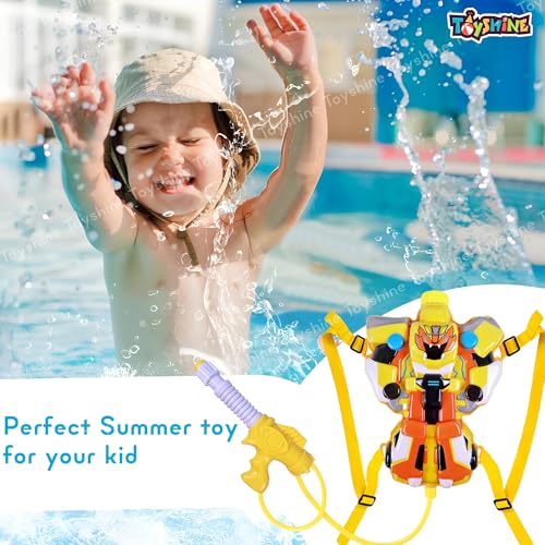 Toyshine 1700ML Tank Capacity 7-8M Range Holi Water Toy Gun With Pressure Mechanism for Long Throw, Back Holding Tank, Transform Yellow - Image 4