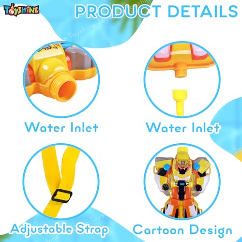 Toyshine 1700ML Tank Capacity 7-8M Range Holi Water Toy Gun With Pressure Mechanism for Long Throw, Back Holding Tank, Transform Yellow - Image 2