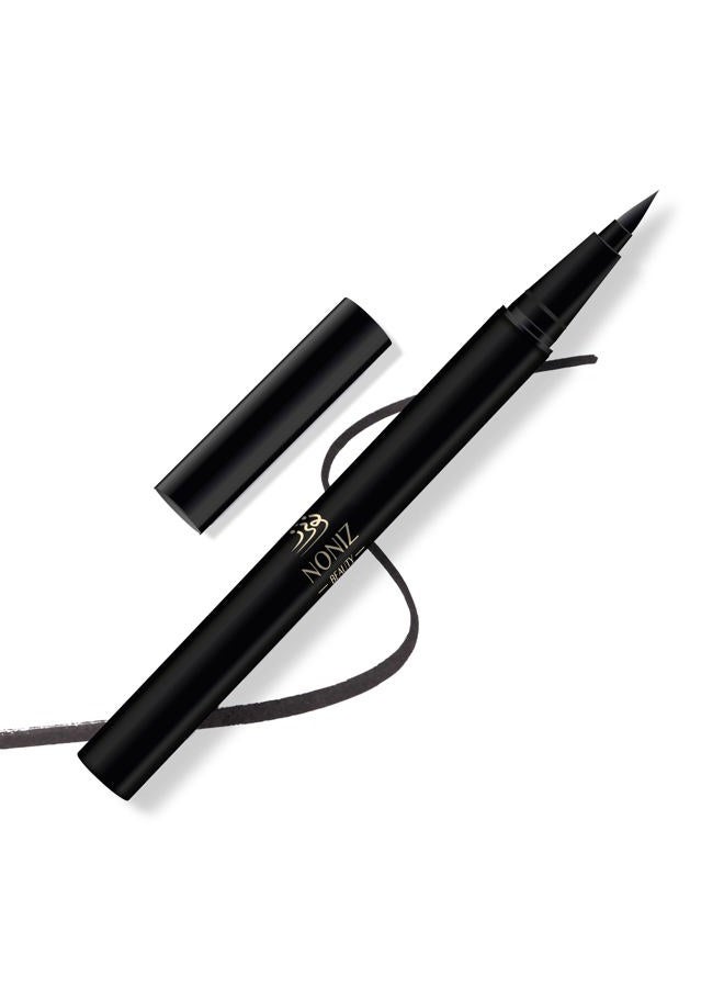 NONIZ Black Liquid Eyeliner - Water Proof Ultra Matte Long Lasting Slim Jet - Black Eye Liner - 100% Intense Black - Smooth Easy Application Pen Liner - Image 1