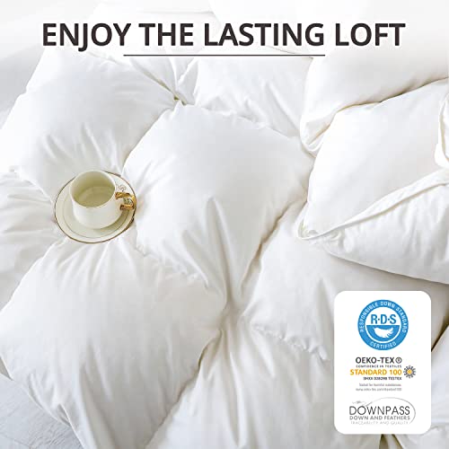 Globon Down Comforter California King Size,All Season Duvet Insert,Noiseless Shell,Medium Warmth with 8 Corner Tabs, White - Image 4