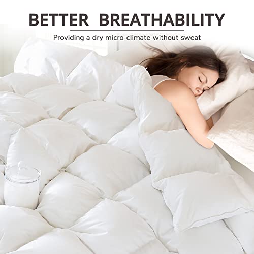 Globon Down Comforter California King Size,All Season Duvet Insert,Noiseless Shell,Medium Warmth with 8 Corner Tabs, White - Image 3