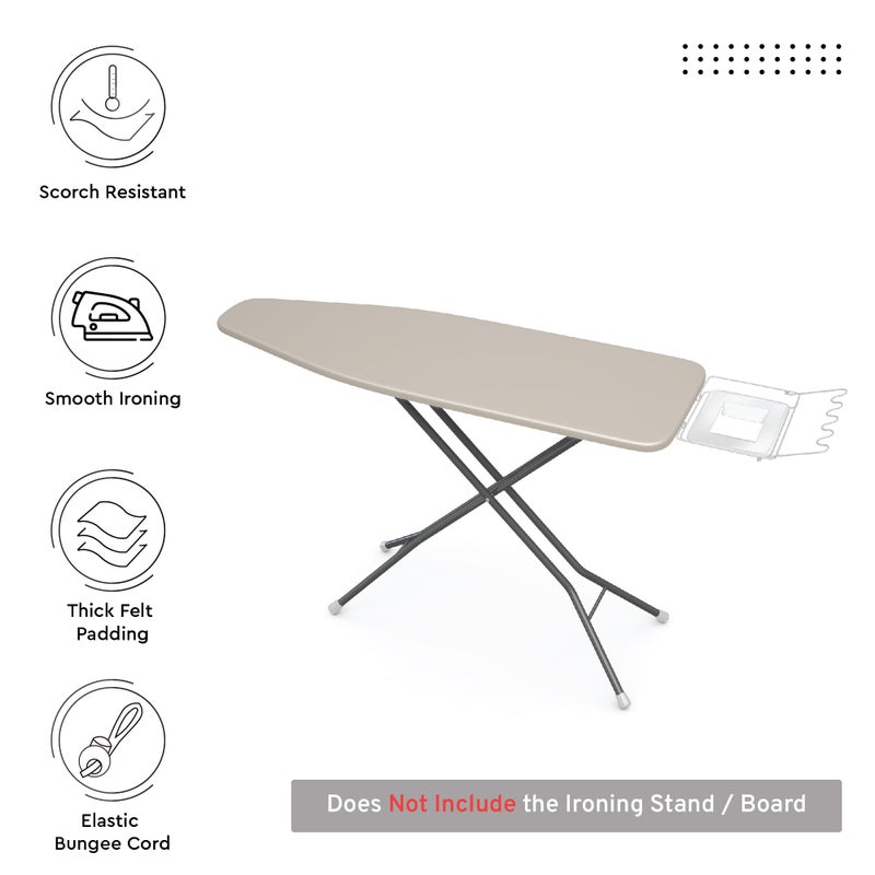 Encasa XO Ironing Board Cover and Pad 54"x15" - 4mm Felt Large Iron Board Cover with Padding - Heat Resistant, Stain-Safe Dye, Non Slip Elastic Bungee Cord Tightening Iron Table Cover Beige - Image 2