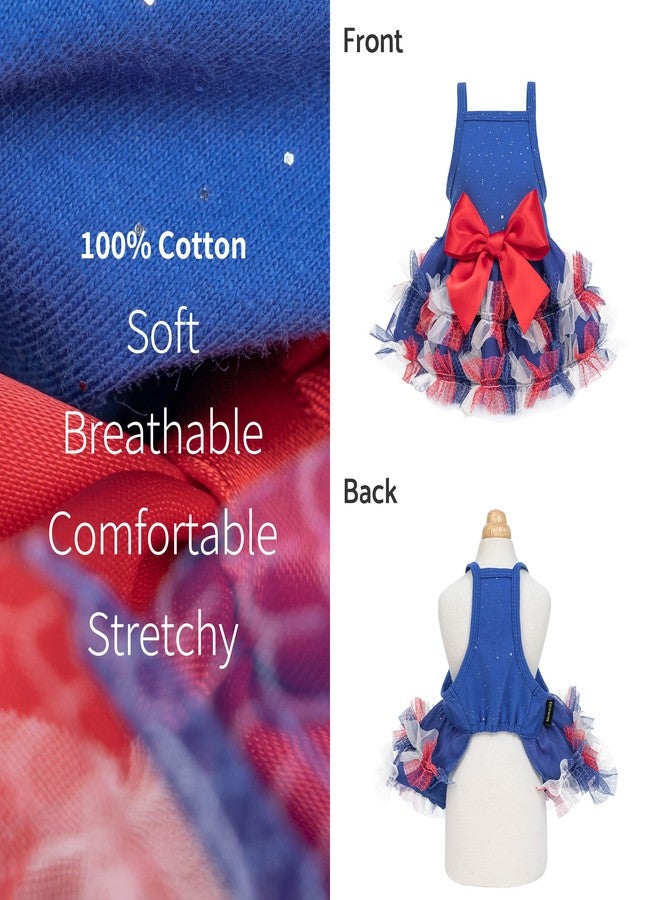 Fitwarm Patriotic Sparkly Tiered Dog Tutu Dress, 4th of July Outfit for Small Dogs Girl, Festive Pet Clothes, Red, White, Blue, Medium - Image 5